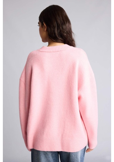 Defacto Relax Fıt Bisiklet Yaka Basıc Kazak H2239ax26wnpn256 Pembe-pn256