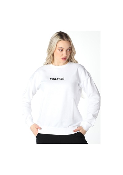 Defys Kadın Baskılı Sweat Beyaz - 499138804 Beyaz
