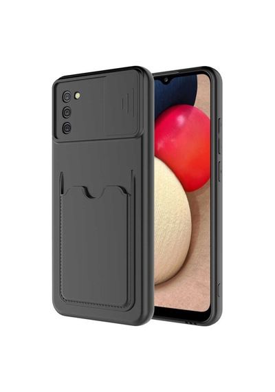 Galaxy A02S Kilif Deri Görünümlü Kartlikli Kamera Korumali Siliko 502087540