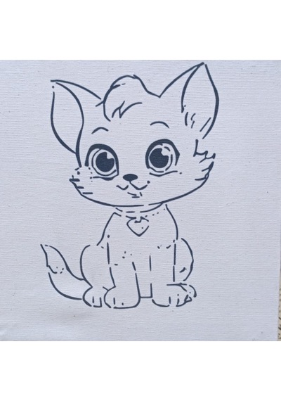 Çocuklar İçin Tuval Boyama Seti Sevimli Kedi 20x20 Cm Tuval, Şövale, Fırça Ve 6 Renk Akrilik Boya Seti