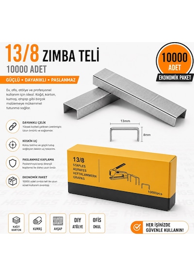 Zımba Teli 10000 On Bin Adet 13/8 2 Kutu