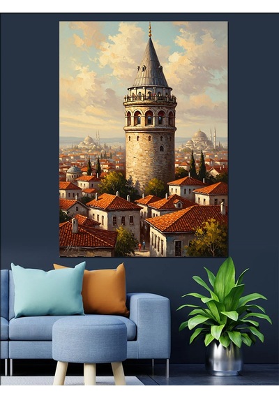 Ahşap Tablo Kırmızı Tarlada Tek Başına Ağaç
