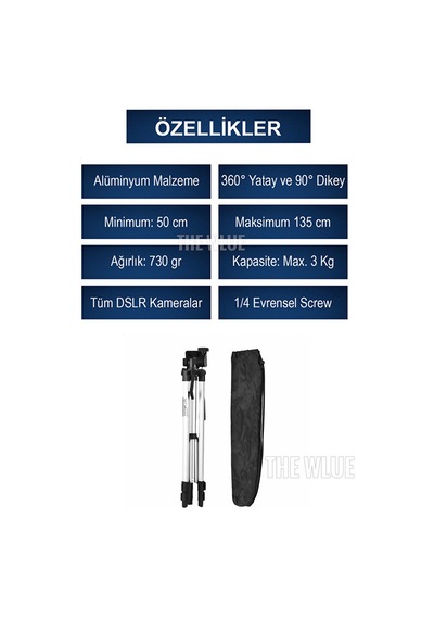 Profesyonel Outdoor Tripod 135cm Tüm Dslr Kameralarla Uyumlu Vide