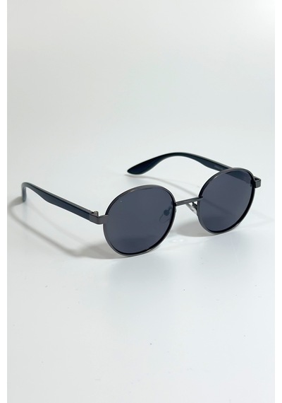 Unisex Polarize Yuvarlak Güneş Gözlüğü Gri Uv400 Korumalı Metalik 89559786