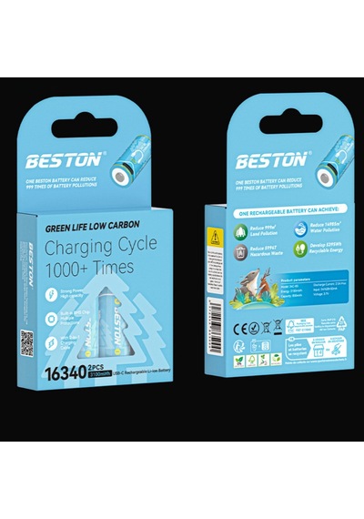 Cr123a 16340 3.7v 850mah Şarjlı Li-ion Pil Usb Kablolu 2'li Ambalaj