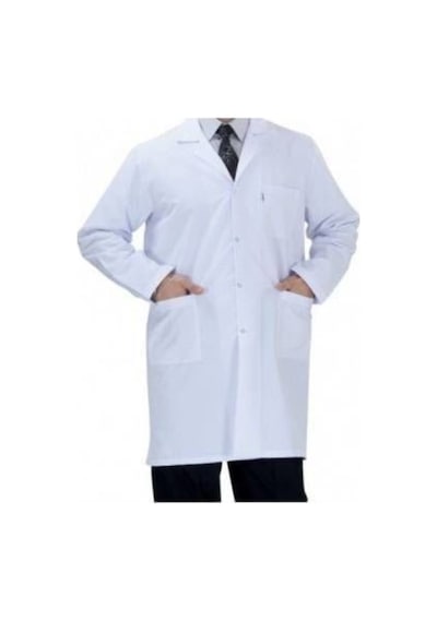 Klasik Yaka Beyaz Doktor Eczacı Öğretmen Erkek Önlüğü Sude