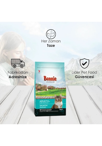 Bonnie Somonlu Yetişkin Kedi Maması 1500 G