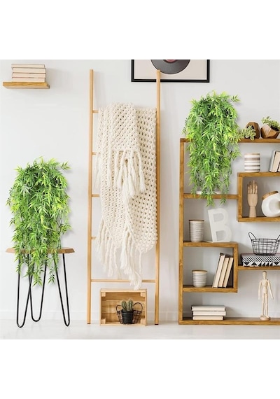 Yapay Çiçek 4lü Set Sarkan Boston Fejka Bambu Şimşir 60cm 5dallı Yapay Sarmaşık Yeşil