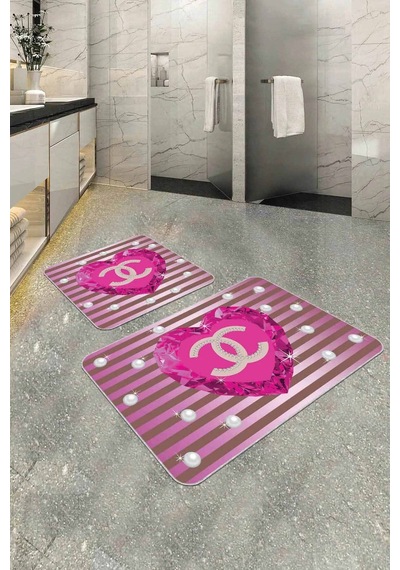 Renkli Kaktüs Desenli Banyo Halısı Klozet Paspas Seti Bs351 Çok Renkli