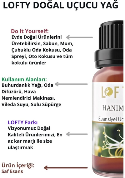 Lofty Hanımeli Uçucu Yağ Buhurdanlık Esansı Oda Kokusu 30 ML