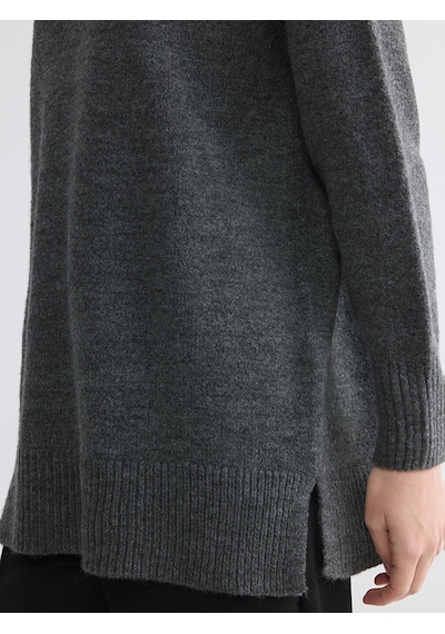 Lcw Modest Gri Bisiklet Yaka Oversize Kadın Triko Tunik
