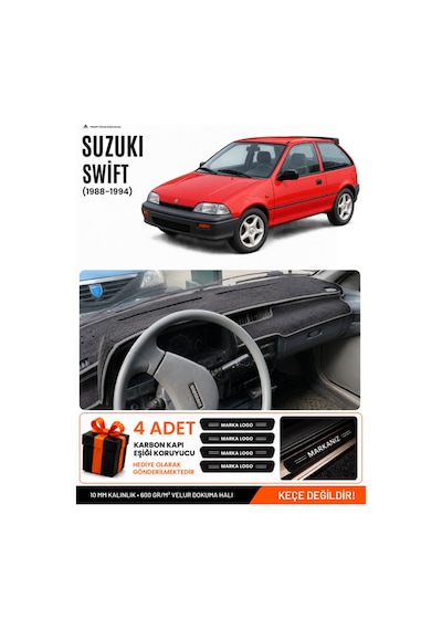 Suzukı Swift 1988-1994 Uyumlu Torpido Koruma, Torpido Örtüsü, Torpido Kılıfı - Siyah-gri - Sz002