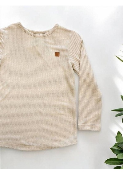 Nanica Kids Erkek Çocuk İnce Yumuşak Dokulu Uzun Kollu T-shirt-14646 Bej