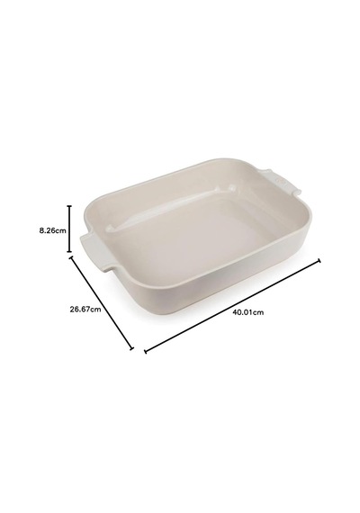 Appolia Dikdörtgen Saplı Fırın Kabı, Seramik, Ekru/beyaz, 8,3 X 40,5 X 27 Cm, Kapasite: Yakl. 4 L, 60008 Çok Renkli