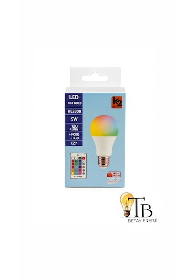 K2 Led Systems Kes300 9w Rgb + Akıllı Ampul E27 Kumandalı Led Ampul 1