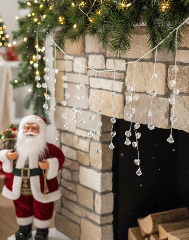 Yılbaşı Lüks Garland Dekoratif Kristal Taşlı 110cm Ast7518