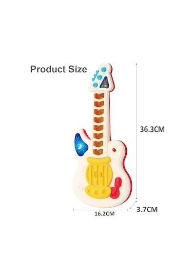 Işıklı Müzikli Sesli Oyuncak Gitar 5 Farklı Mod Hayvan Sesli 36 Cm.