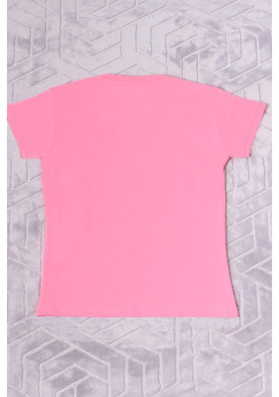 Hçm Kız Çocuk Tshirt Papatya Baskılı Bisiklet Yaka D26 Pembe