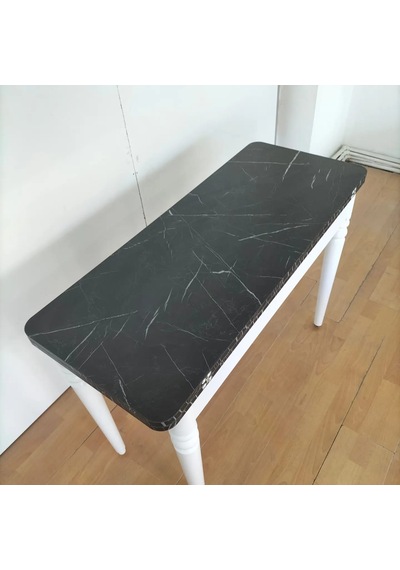 110 X 45 Katlanır Masa Siyah Mermer Desen