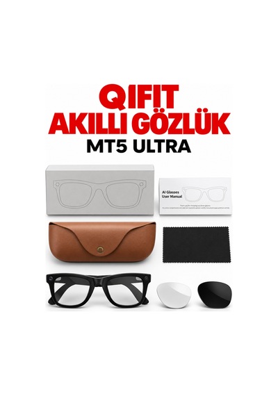 Ultra Aı Akıllı Gözlük 8mp Kamera, 1080p Full Hd Video, Bluetooth, Yapay Zekâ Asistanı Ve Anlık Çeviri Siyah