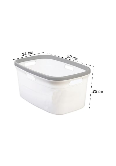 Geseus Motek Tekli 40 Lt Kirli Çamaşır Sepeti+çamaşır Selesi Ikili Set, Çeyiz Seti Gri+beyaz Beyaz - Gri