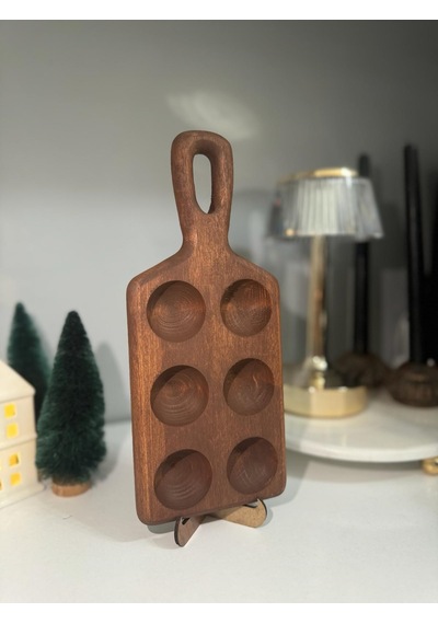 Hbs Art Design Ahşap 6 Lı Yumurtalık Saplı %100 Kayın Ağacı Koyu Renk