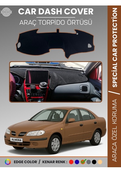 Nissan Almera Ekranlı 2000-2006 Torpido Örtüsü Premium Torpido Koruma Araca Özel Uv Koruma - 325 Stiloto