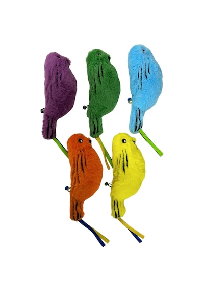 Catnipli Zilli Peluş Kuş Kedi Köpek Oyuncağı Çeşitli Renklerde 8 Cm X 30 Cm