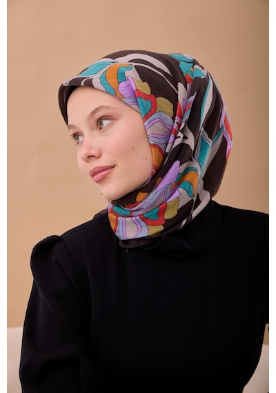 Silk Home Olinda İpek Eşarp 47003-05 Acı Kahve, Kırmızı, Turkuaz, Leylak, Turuncu