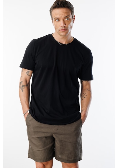 Genius Store Erkek T-shirt %100 Pamuk Regular Fit Standart Kesim Bisiklet Yaka Basic Tişört Basıc-t-shırt1 Siyah