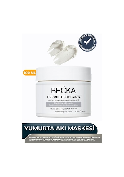 Becka Gözenek Sıkılaştırıcı Yumurta Akı Maskesi - Siyah Nokta Karşıtı Egg White Port Mask 100 Ml