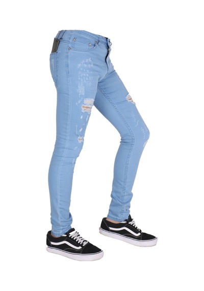 Erkek Denim Lzr Işlemli Açık Mavi