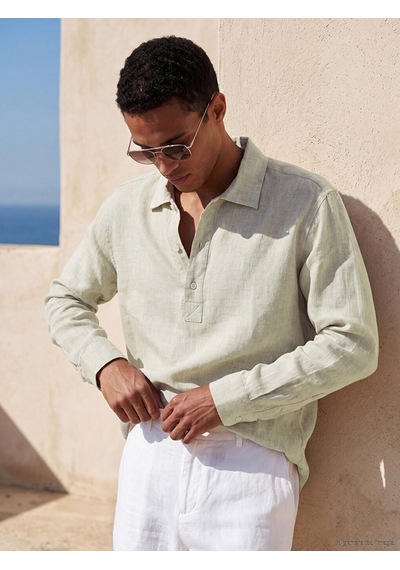 Lcw Vision Bej Relax Fit %100 Keten Erkek Gömlek