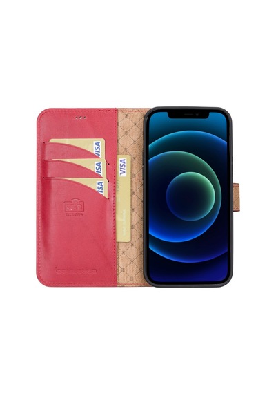 Bouletta Apple Iphone 13 Pro Uyumlu Deri Cüzdanlı Kılıf V4Ef Kırm