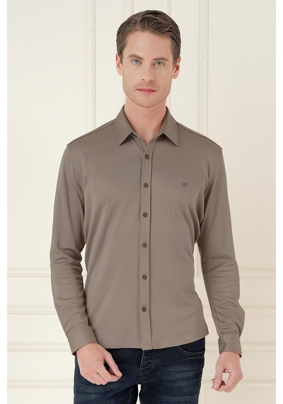 Efor G 1580 Slim Fit Vizon Klasik Gömlek Vizon
