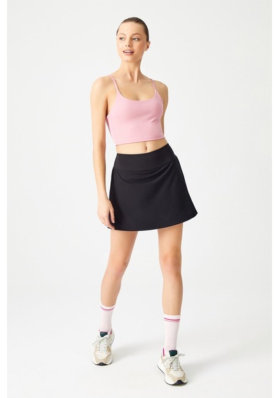 Los Ojos Siyah 2 Katmanlı Tenis Eteği - Şort Etek - Spor Etek Tennis Skirt Siyah