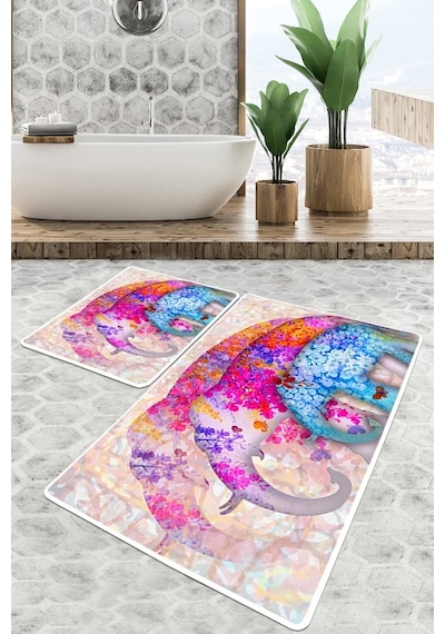 Borneo Banyo Halısı Djt 2 Li Set Çok Renkli