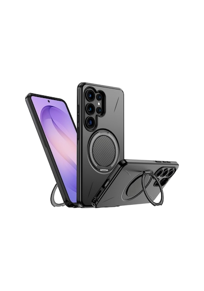 Mag-forge Samsung Galaxy S26 Ultra İçin Kılıf 360 Dönebilen Standlı Magsafe İle Uyumlu S26 Ultra Koruyucu Güçlü Manyetikli Pc+tpu Darbelere Dayanıklı Samsung S26 Ultra Kılıf Siyah