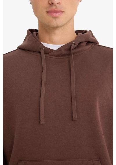 Defacto Regular Fit Kapüşonlu İçi Yumuşak Tüylü Kanguru Cepli Basic Düz Sweatshirt X8283az25aubn539 Kahve-bn539