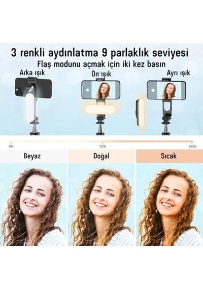 Infomax Led Işıklı Selfie Çubuğu & Tripod 111 Cm Uzatılabilir, 360 Döner Telefon Tutucu, Çıkarıla