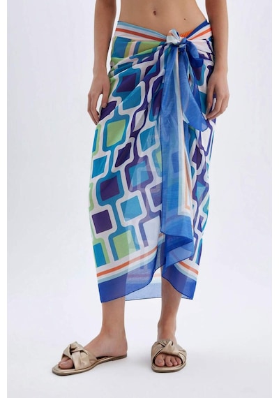 DeFacto Regular Fit Desenli Vual Pareo-Fall in Love D2745AXNSTR406 Turkuaz