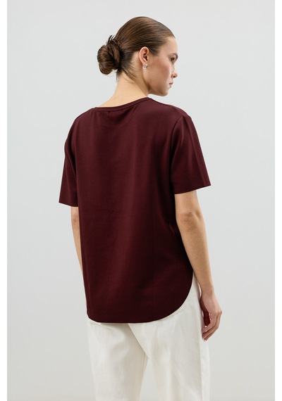 Antioch Dökümlü Kadın T-shirt Bordo