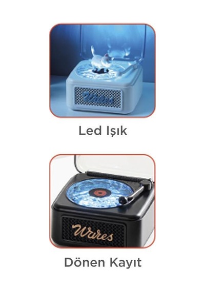 Torima D61 Nostalji Plak Görünüm Dekor Waves Bt Işıklı Tf Kart Aux Özellikli Müzik Çalar Saat