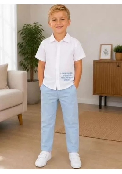 Veraura Lifestyle 2/10 Yaş Müslin Gömlek Denim Pantolon Çocuk Takımı Mavi