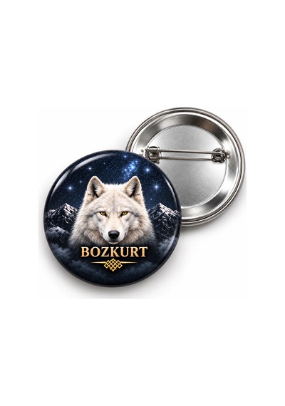 Bozkurt - Yıldızlı Dağlar - 58mm Rozet Çok Renkli