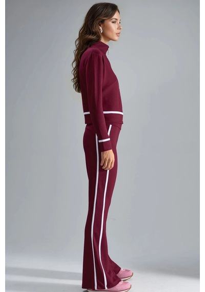 Hiccup Modal Dokulu Fermuarlı Sweatshirt Ve İspanyol Paça Pantolon İkili Takım Berşan Collection Bordo Kırmızı Hiccup Modal Dokulu Fermuarlı Sweatshirt Ve İspanyol Paça Pantolon İkili Takım Berşan Collection Bordo Kırmızı