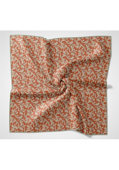 Silk Home Pamuk Polyester Soft Eşarp Turuncu Çiçek Desenli Kaymaz Dokulu Tok Duruşlu 90x90 Çok Renkli