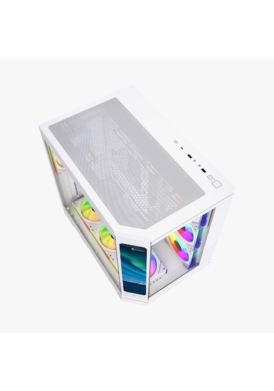 Gametech Vision V2 7x Argb Fanlı Lcd Ekranlı Oyuncu Bilgisayar Kasası Beyaz
