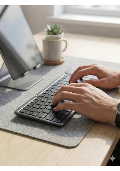 Touchpad'li 3'e Katlanabilir Bluetooth Klavye - Çoklu Cihaz Destekli Ultra İnce Seyahat Klavyesi