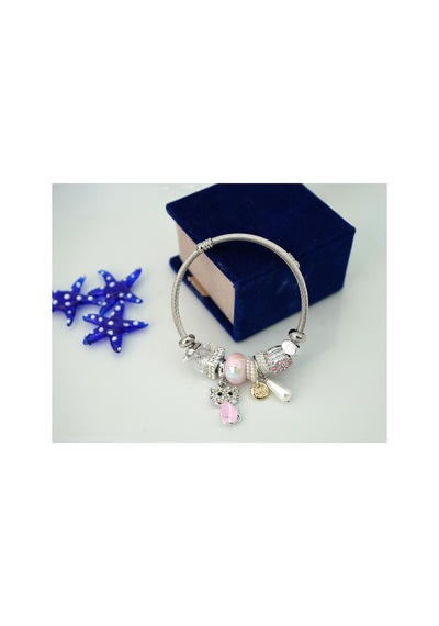 Biem Pandora Model Çelik Bileklik Pembe2 Gold/gümüş